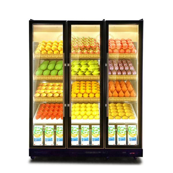 Commercial Multiple LED Lights Three Glass Doors Beverage/Alcohol Refrigeration Display Freezer