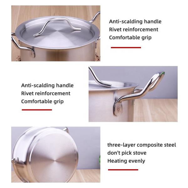 Factory Wholesale Stainless Steel Cooking Soup Stock Pot Thickened Compound Bottom Induction Korean Cookware Cooker Soup Pot