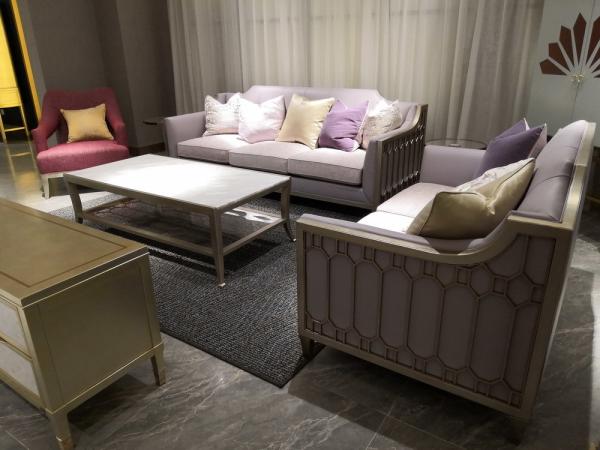 Light luxury living room sofa set furniture design by hand work Stainless steel frame with high end upholstery chairs
