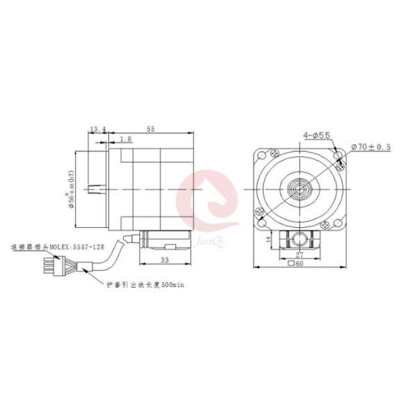 60mm Square 160V DC High Voltage Brushless Motor 5000RPM 0.1N.M