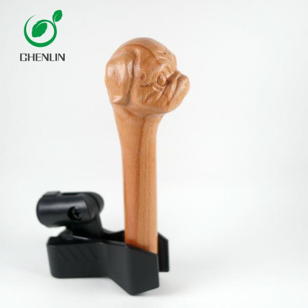 Cat Head Wooden Umbrella Handle Hand Carved Crack Resistant