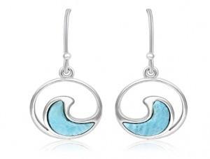 Gemstone Larimar Silver Jewelry Mini Diamond Teardrop Earrings