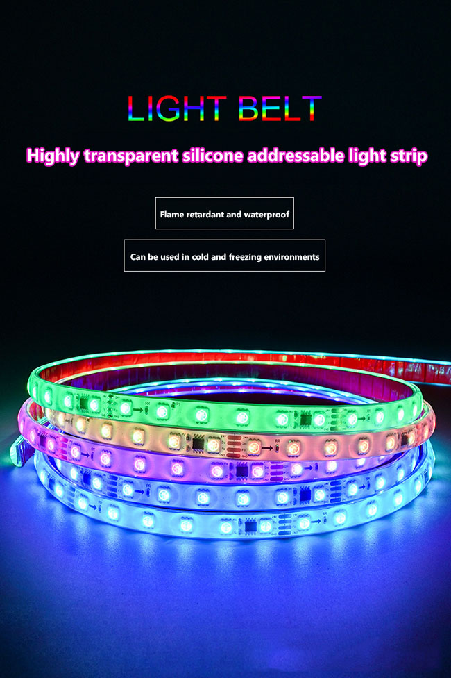 60LEDs/M Dc24v Адресованная Rgb Изменение цвета светодиодная лента с гибкой ПКБ-картой Силикон водонепроницаемый Ip68