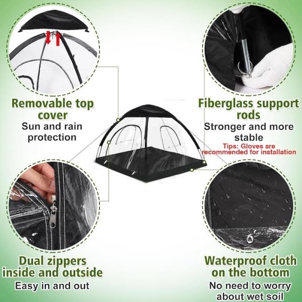 71*71*65'Inch 4-Person TPU Transparente Fibra de Vidro Quadro Rápido Configurar Protecção UV Impermeável Pop Up Sports Tent