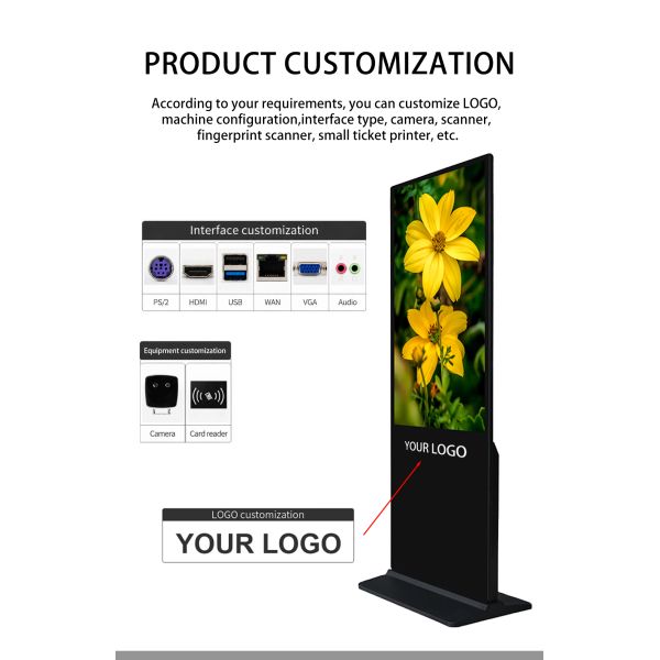 43 Inch Free Standing Digital Signage Advertising Player with Slim Metal Case for Mall Display
