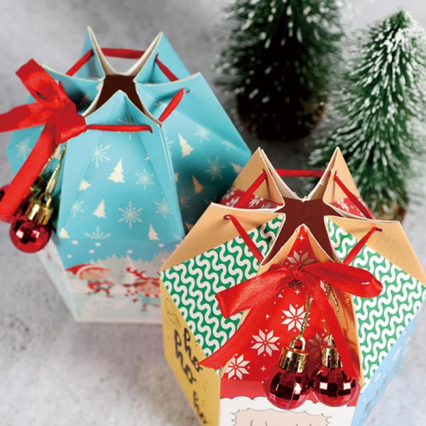O OEM imprimiu o punho de empacotamento de empacotamento de Eve Gift Paper Box With do Natal do saco da dobra de Apple da caixa do fruto de Apple do Natal