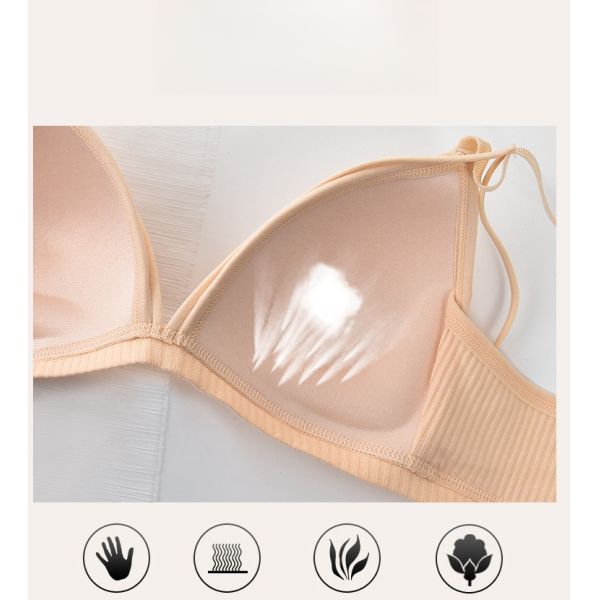 Wholesale High Quality New Fashion Bra With Thong Panty Set Cotton Quality Breathable Wire-Free Pad Adjusted Straps Bra