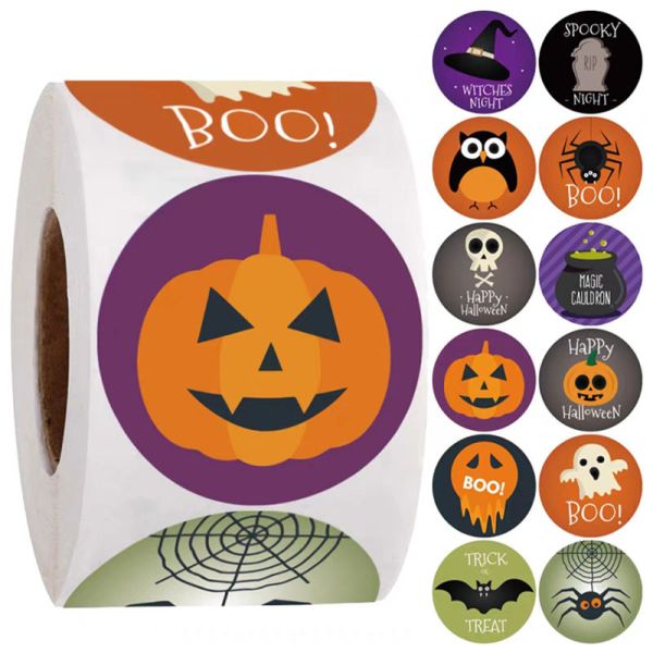 1Inch Removable Cute Holiday Round PVC Label Sticker Decals Roll
