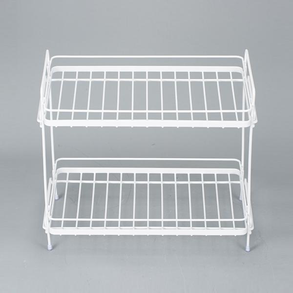 2 Layer Household Organizer Wire Basket With Non Folding Rack Spice Storage