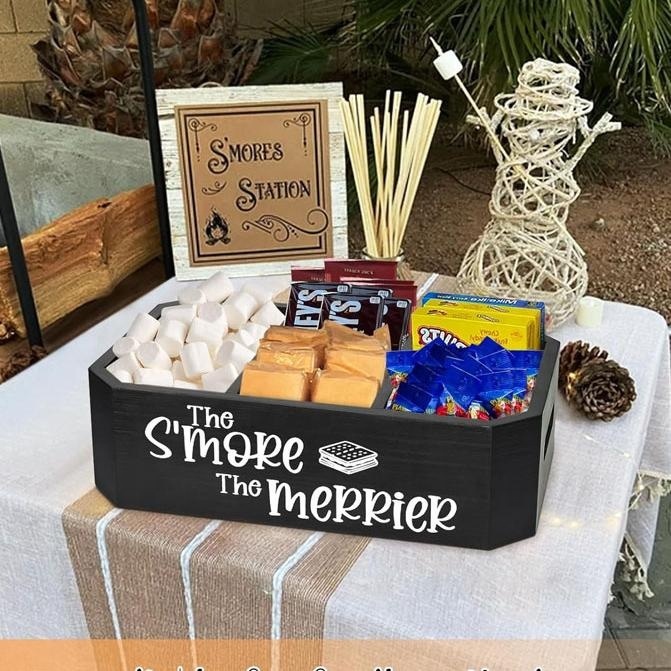 Wooden Divider Biscuit Snack Organizer Wooden Camping Picnic Biscuit Organizer with Handle