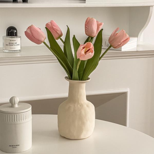 Ins-style artificial flower decoration, tulip arrangement, high-end artificial flower ornaments with vases, living room arrangement of bouquets, living room