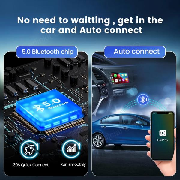 2 In 1  Wired to Wireless Adapter Carplay Android Auto CP2A Compatible With Wired CarPlay USB Plug And Play