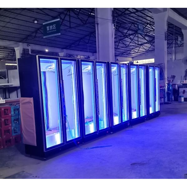 Blue Light 5 Layers R134a Upright Glass Door Beverage Chiller