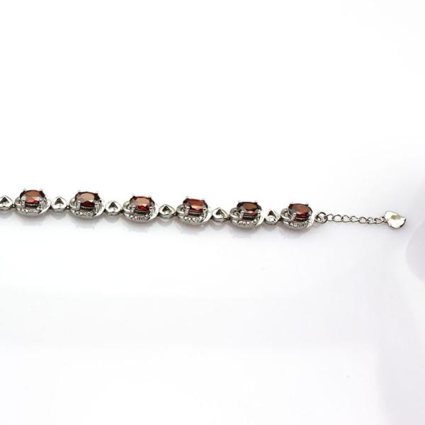 Sterling Silver 5x7mm Oval Garnet Cubic Zircon Tennis Bracelet(B06RED)