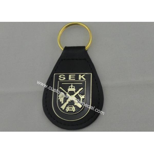 SEK Leather Key Chain Iron Personalized Leather Keychains With Brass Plating