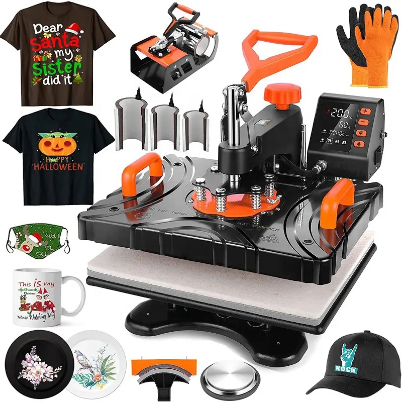 8 In 1 5 In 1 12 In 1 Heat Press Combo Machine Sublimation Printer T Shirt Heat Press