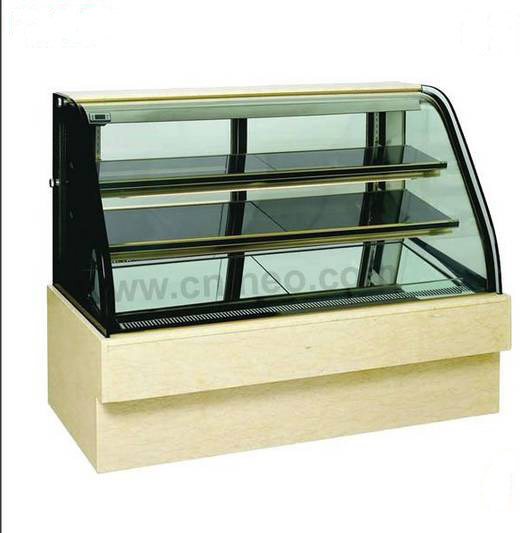 LED Lights Wood Display Cabinets , Butter Icecream Glass Display Cabinet