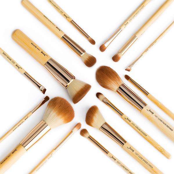 Jessup Bamboo Makeup Brushes Set 15pcs Vegan Soft Eco Friendly Makeup Accessories Cosmetic Brush Suppliers T140