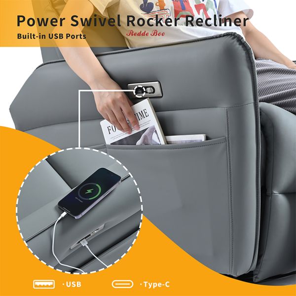 Waterproof Black USB Electric Recliner Sofa Furniture Leatherette Fabric