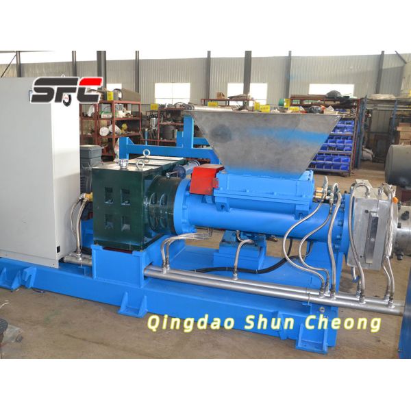 Rubber Extrusion Line with Heat-feed Single Screw Extruder, Variable Rotation Speed, and Multi-functional Head Piece for Hose Making