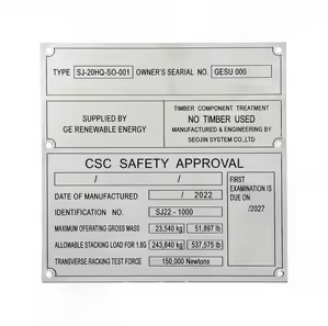 Placa CSC de contenedor de envío ISO en contenedor