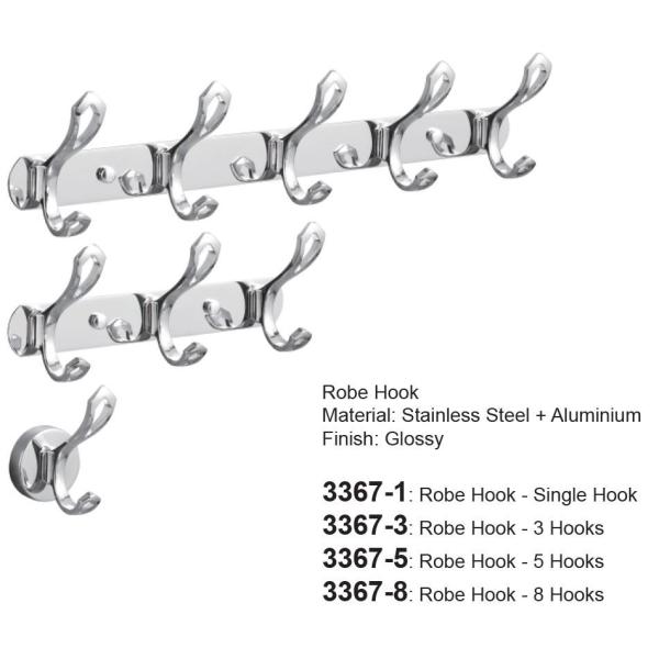 8 Inch Stainless Steel Robe Hooks Multifunctional For Jacket Bathrobe Scarf