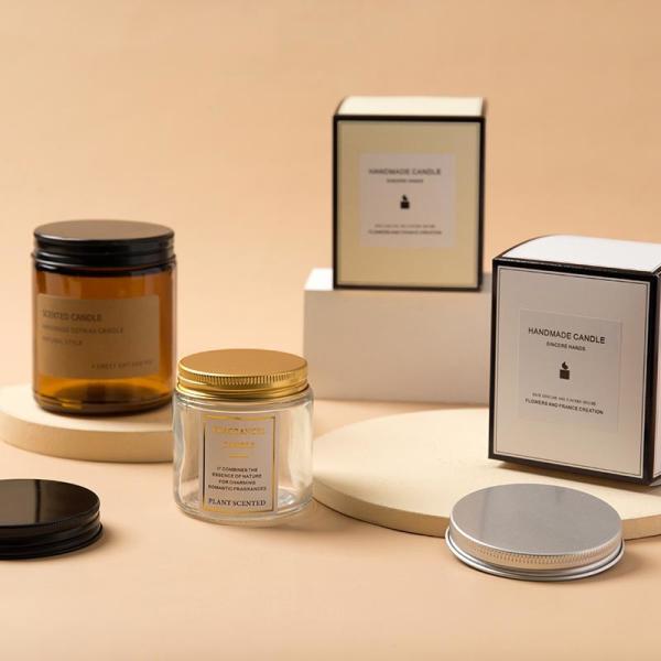 Espaço livre cosmético de vidro Amber Straight Side Glass Jar dos recipientes 4oz 8oz 16oz com tampa