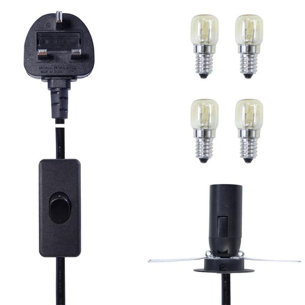 UK Plug E14 Salt Lamp Power Cord with 303 Switch 1.2M