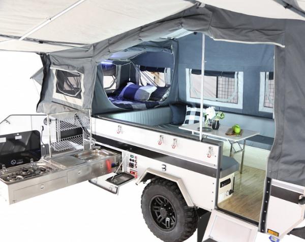 Off Road Tent Trailer For Sale With All Terrain Tires Integrated Kitchenette Large Sleeping Area