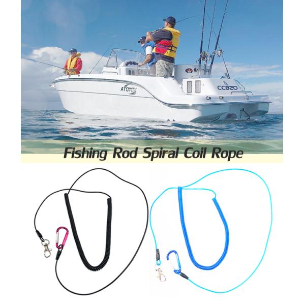 5m Full Expanding Stainless Steel Coil Lanyard Blue PU Coated Fishing Rope