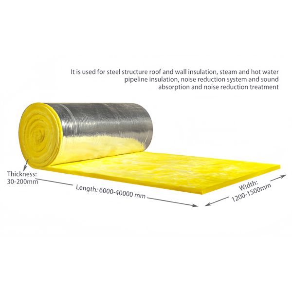 10 - 48kg/m3 GlassWool Blanket Heat Insulation Soundproof Fireproof For HVAC Systems