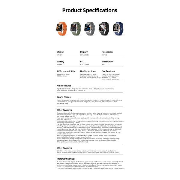 KW285 Super-Retina AMOLED Smart Watch with Bluetooth Calling 100+ Sports Modes
