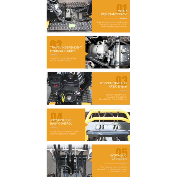 Масса транспортировки 360 кг YANMAR Двигатель мини-транспортер 800 кг Бензиновый следовой демпер