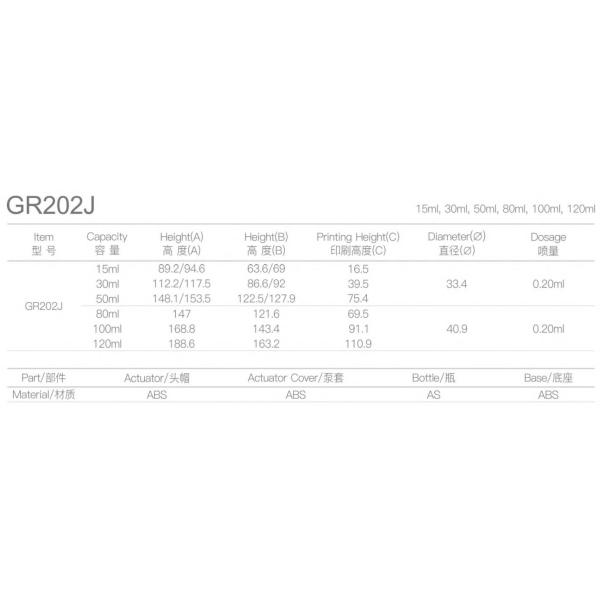 Slide Nozzle Serum Pump Dispenser Bottle 15/30/50/80/100/120ml GR202J