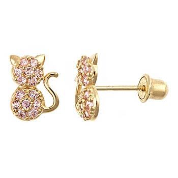 Type de bijoux Boucles d'oreilles YCE6799 Rose CZ Boucles d'oreilles de chat pour petites filles