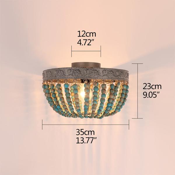 Retro round E27 LED adjustable height wooden bead ceiling chandelier lamp(WH-CI-147)