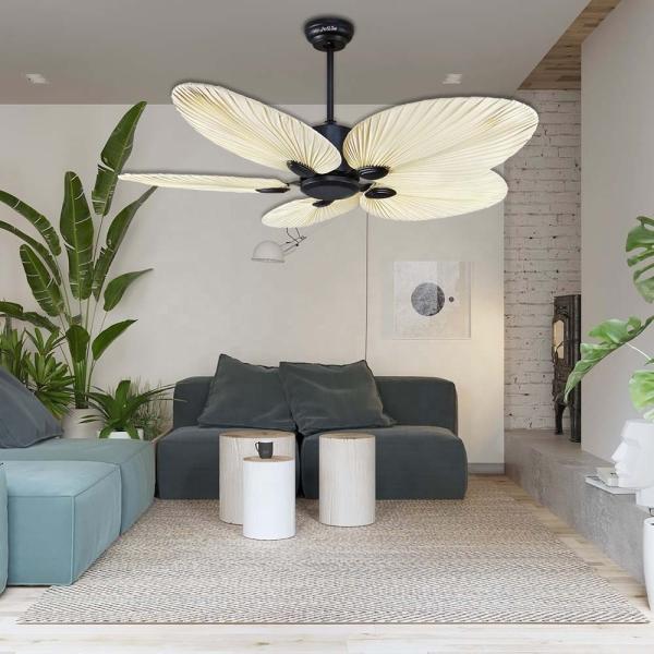 Ventilador de teto decorativo sem luz com motor silencioso e controle remoto