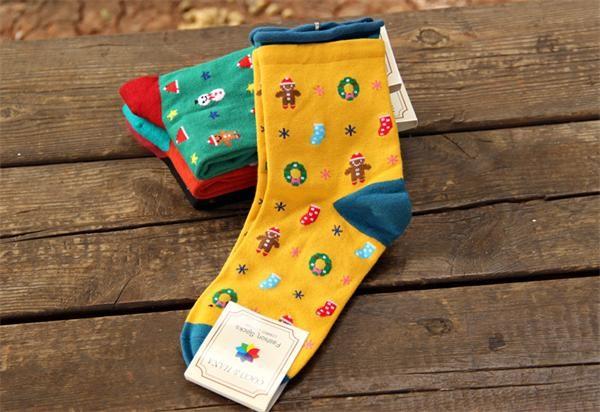 Cartoon christmas style summer cotton hosiery for women