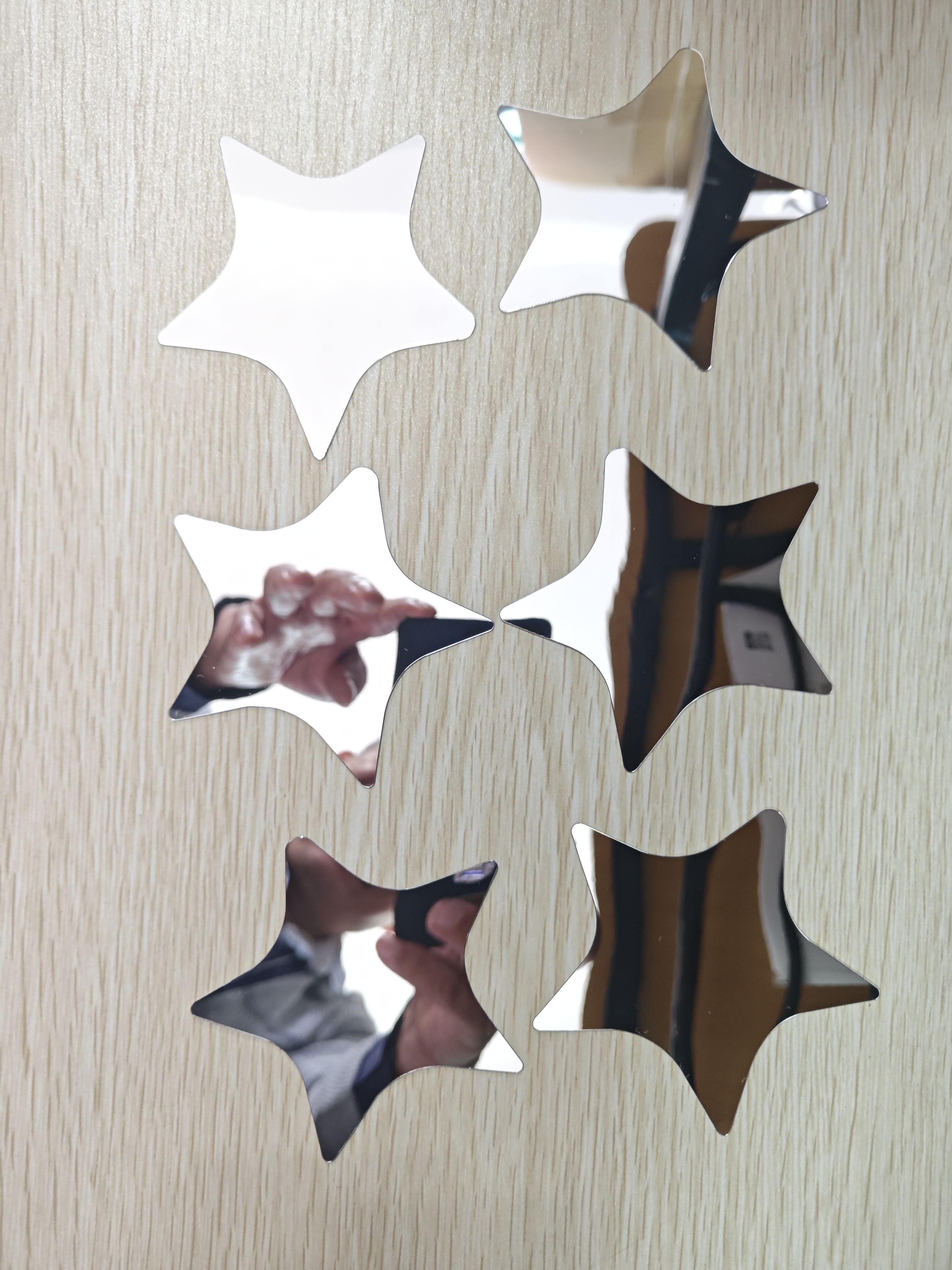 TOPTREND Flexible Pentagram 0.5mm Thick 80mm Size Die-Cut Laser-Cut Adhesive Silver PC Acrylic Mirror Protective Film Cutting