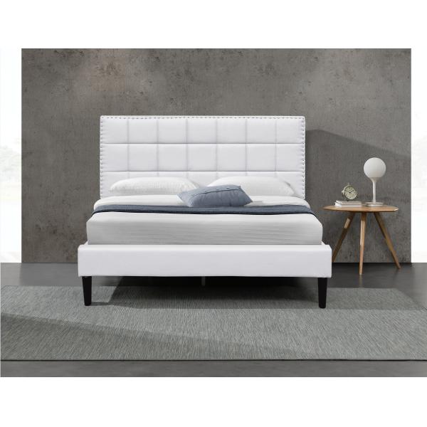 Marco copetudo el 140X190Cm de la cama del cabecero de rey Upholstered Storage Bed del cuadrado blanco de la PU