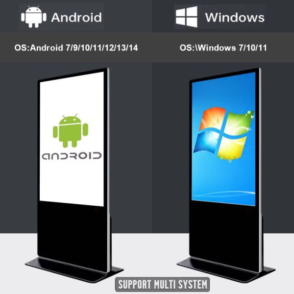 43 55 65 75 Inch Indoor Capacitive Touch Screen Floor Standing Digital Signage 4K Commercial Interactive Advertising Display