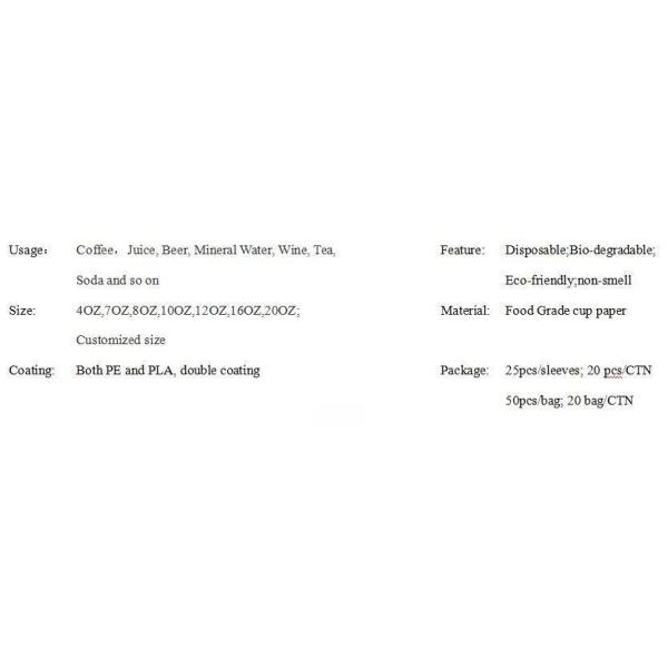 Independent Packing Disposable Paper Cup for Hotel Customization in Various Sizes