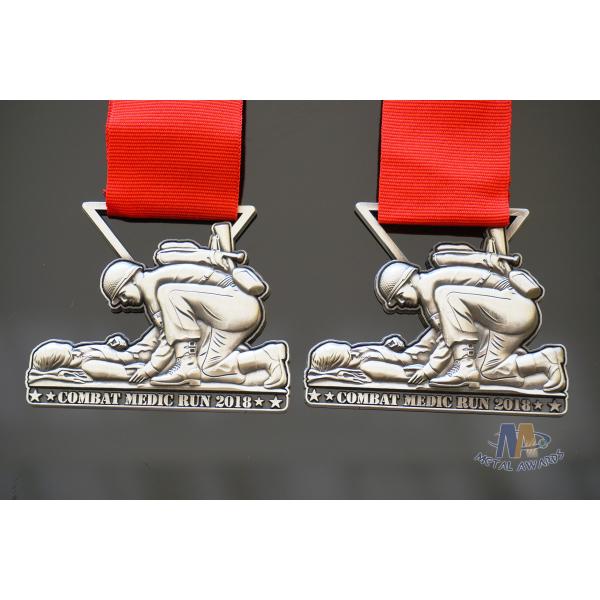 Custom 3D Race Running Awards With 864*38mm Red Ribbon Personalized