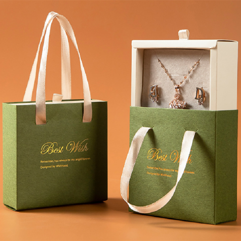 Настраиваемый логотип переработанные роскошные ювелирные изделия подарочный ящик упаковка бумажная сумка с ручкой