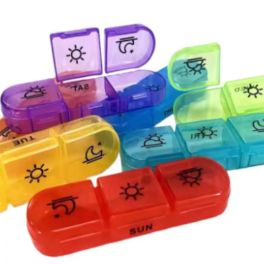Rainbow Colored Polypropylene Medicine Packaging Boxes Plastic Pill Box (MC-1002)