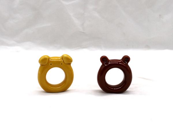 Color Customized Ceramic Napkin Holder Animal Design Ceramic Napkin Ring Set
