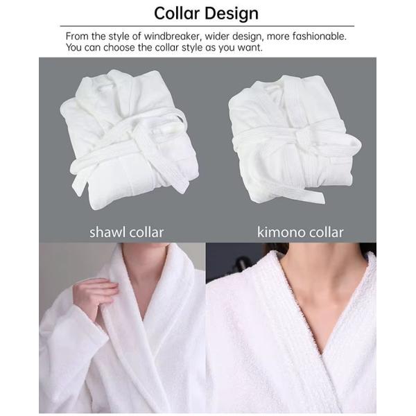 Classical Cotton Terry Bathrobe Breathable With Fleece Fabric Long Sleeve