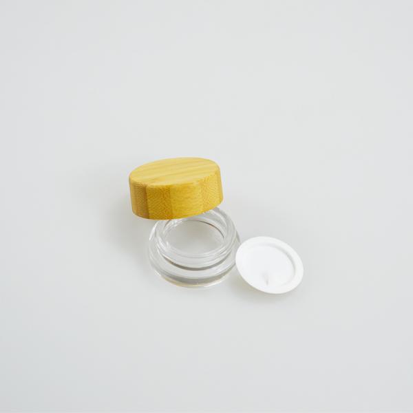 5g Frosted Clear Glass Jar con tapa de madera de bambú Mantenga su crema facial cosmética fresca