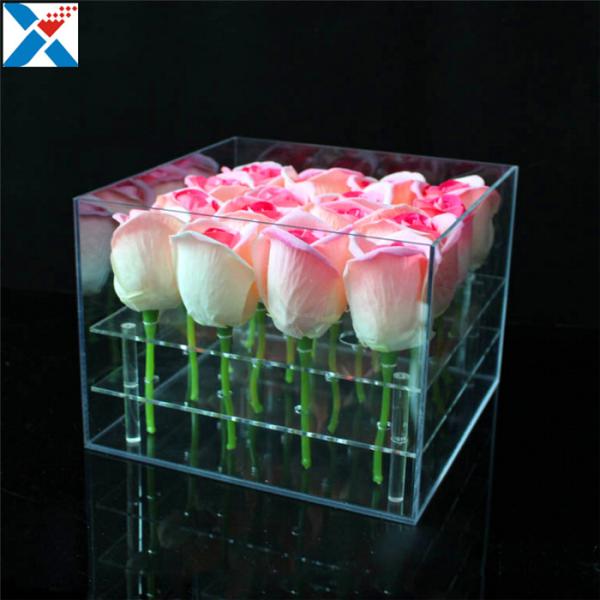 Durable Square Acrylic Flower Box Makeup Organizer Rose Storage Cosmetic Case