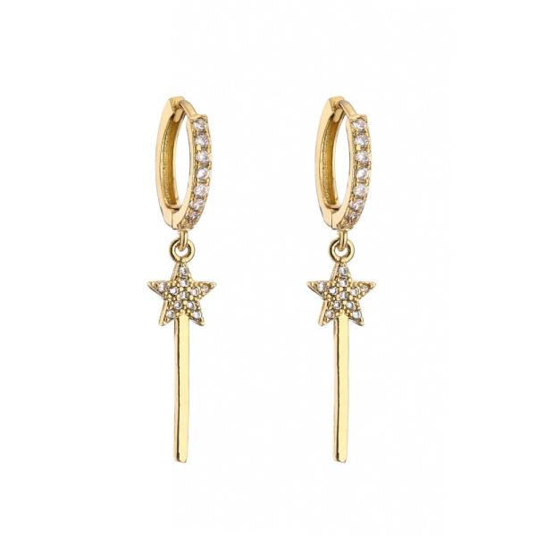 CZ Gold Crystal Hoop Earrings